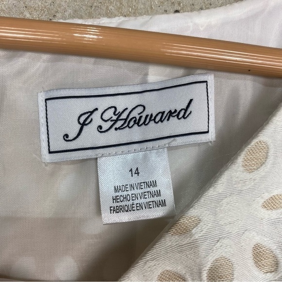 J Howard white ivory beige lace overlay fit and flare short sleeve dress - Picture 6 of 6